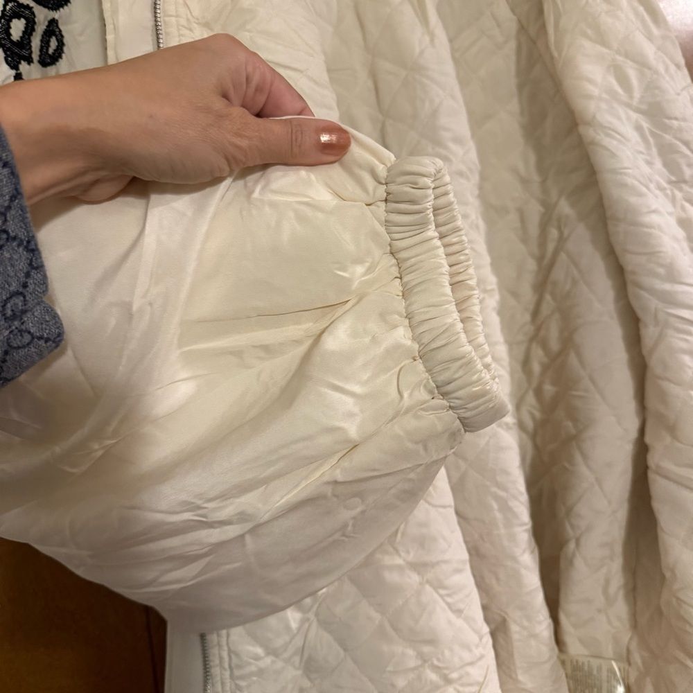 Anthropologie Embroidered Puffer Coat in Ivory 1X - Picture 12 of 16